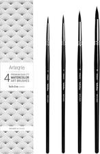 Watercolor Brush Set, 4 Pointed Round Brushes, Sizes 2, 4, 6, 8
