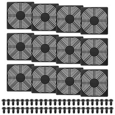 12Pcs 135mm Fan Filter Grill Plastic Ventilation Grill Cover with Screws, Black