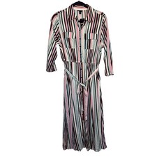 TORRID Midi Shirt Dress Size M/L 00 Multicolor Striped Stretch Challis NWT *READ