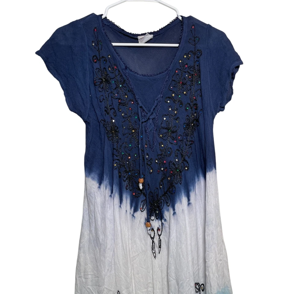 Exist 连衣裙女式均码波西米亚刺绣短袖休闲换装 — 第 2/4 张图片