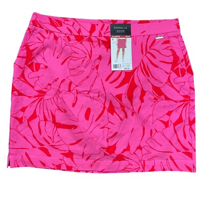 Rafaella Stretch Skort Women's Size XL Pressed Palms Carmine Rose Pockets NEW