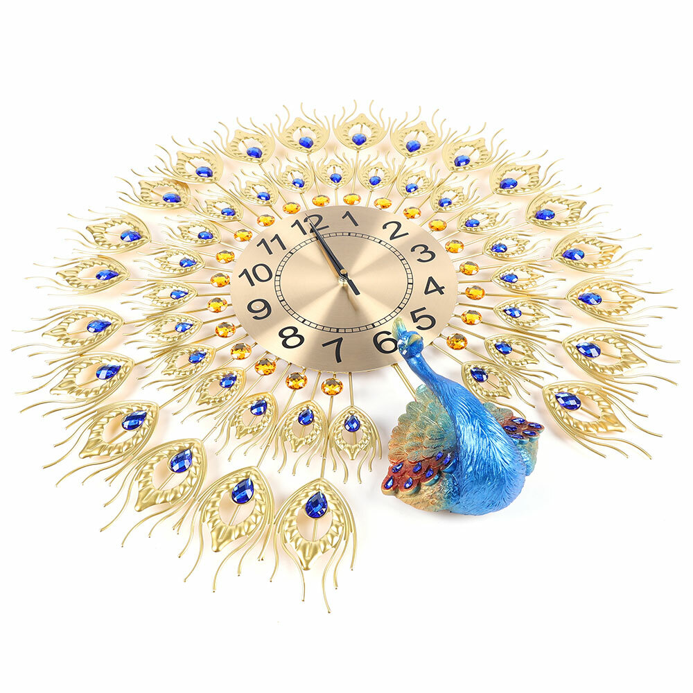 Wall Clock Large Peacock Wall Clock Luxury Metal NonTicking Decor Living Room! eBay