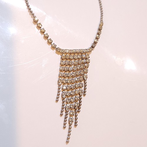 Vintage Rhinestone Necklace Wedding Bride Clear Crystal Prom Formal Y2K 90s - Picture 13 of 13