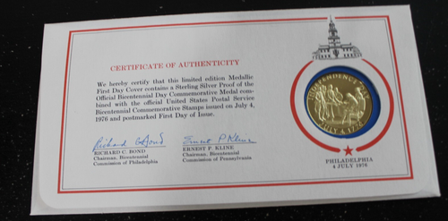 USA BICENTENNIAL SILVER PROOF INDEPENDENCE FDC PROOF MEDAL COIN COVER - Bild 2 von 2