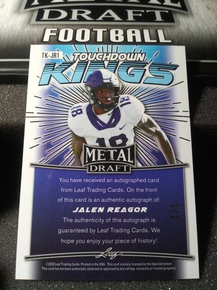 2020 Jalen Reagor Leaf Metal Draft red mojo Rookie Auto "1/2" - Image 2 of 2