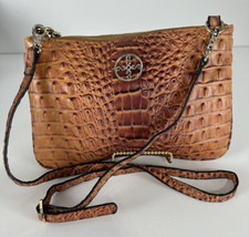 Stauer Cognac Faux Crocodile Embossed Textured Detachable Crossbody Strap Clutch