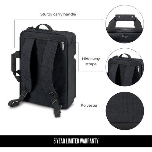 Solo UBN3104 Urban 5" x 17.25" x 17.24" Polyester Hybrid Briefcase - Black New - Bild 12 von 12