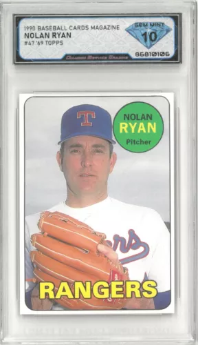 1990 Baseball Cards Magazine NOLAN RYAN #47 (1969 Topps) 💎 DSG 10 Gem Mint