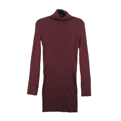 YE MAK Sweater Dress LARGE (12-14)Women Pullover Fall Solid Burgundy Ribbed