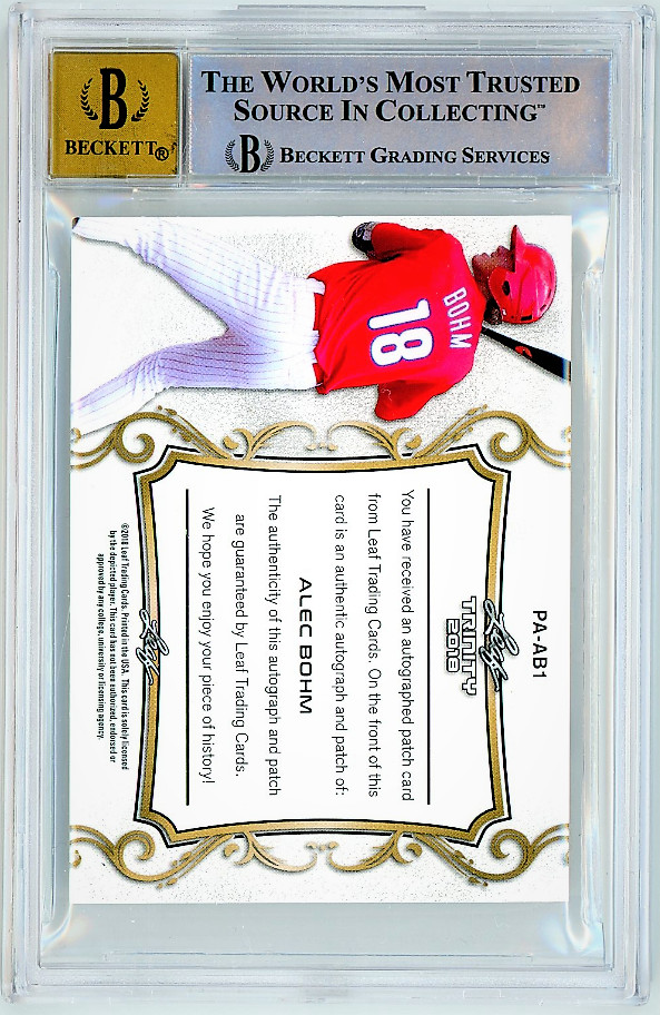 2018 Leaf Trinity Patch Auto Red Spectrum /10 Alec Bohm BGS 9 w 10 Auto view 2