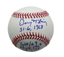 Denny McLain Autographed/Inscribed Multi Stat OML Baseball   Tigers JSA 177783