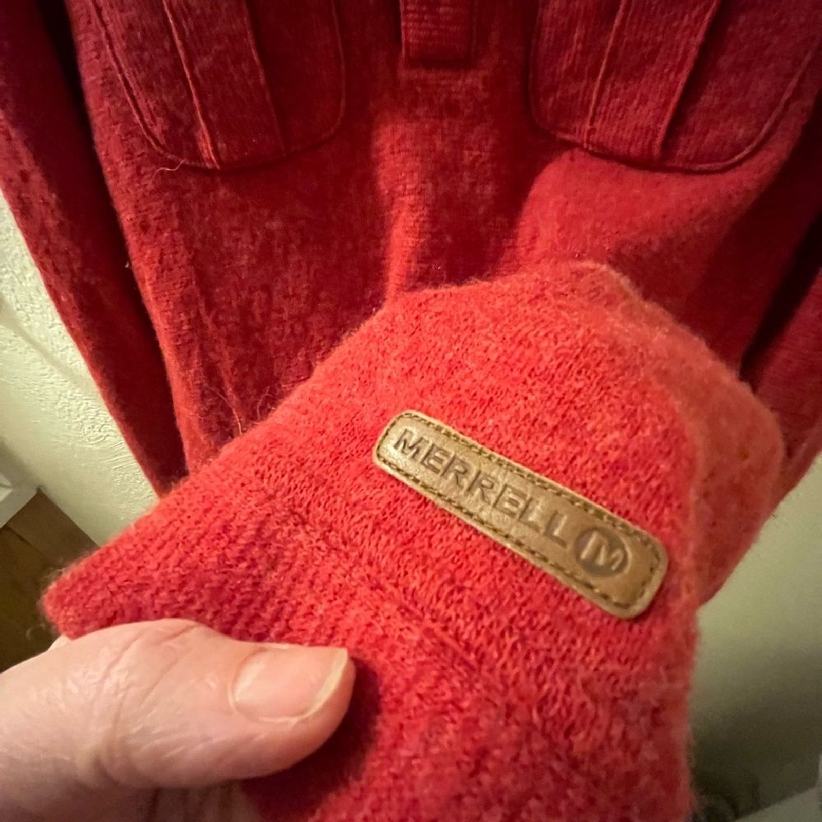 Merrell Red Pullover Button Collared Wool Blend S… - image 2