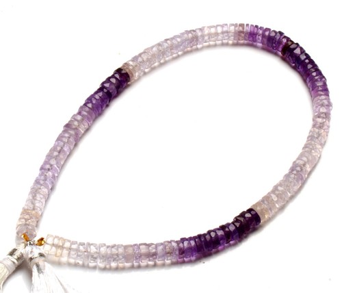 Natürlicher Amethyst Edelsteine 6,5 mm Größe Facettiert Heishi Form Perlen 10 Zoll Strang - Bild 4 von 7