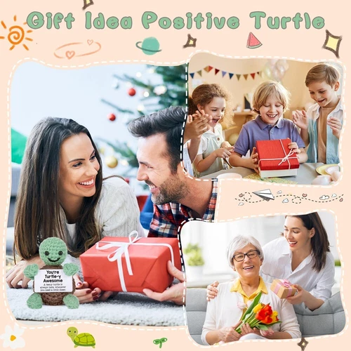 Mini Funny Positive Turtle Gift Handmade Crochet Animals Cute Emotional Support - Picture 4 of 6