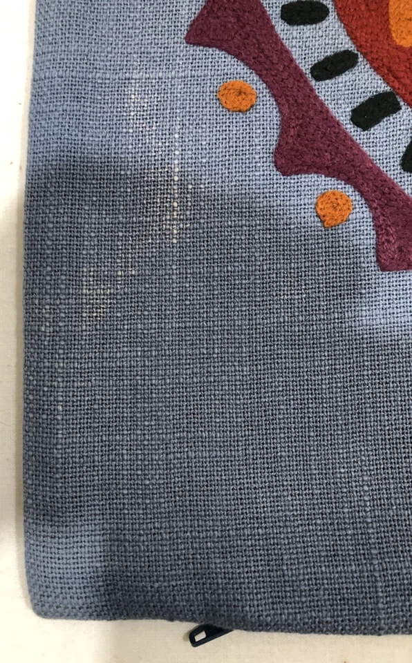 Set of 3 Crate & Barrel Gray Pillow Covers Multicolor Embroidery 18X18 No Insert - Image 3 of 4