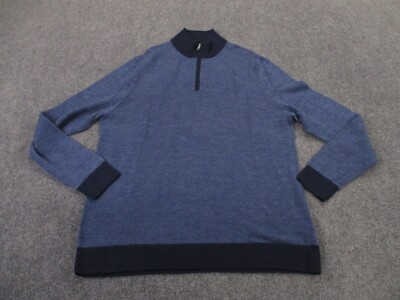 Brooks Brothers Sweater Mens 2XL Blue Extra Fine Merino Wool Jumper Golf Preppy