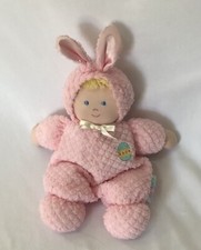 Vtg Eden Pink Bunny Terry Cloth Waffle Plush Stuffed Animal Toy Lovey Rattle 10