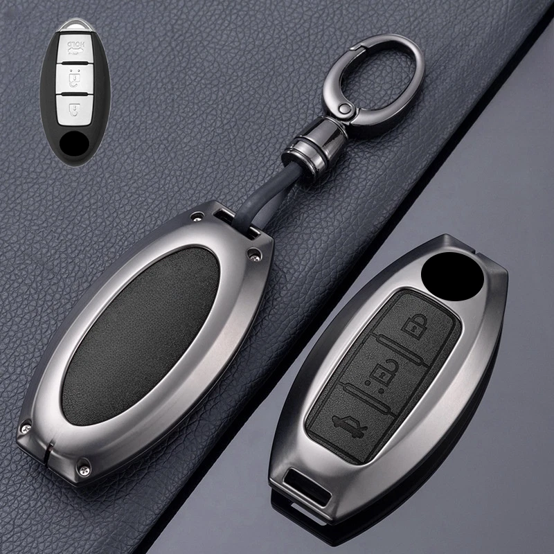 Funda para llavero de cuero de aleación de zinc para Nissan March X-Trai Qashqai Juke Foto 3 de 4