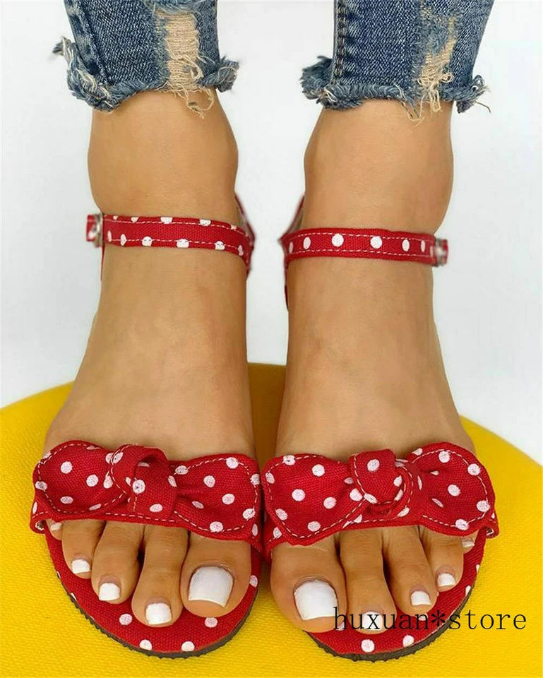 Chanclas grandes tallas 44 planas INS dulces lunares verano mujeres zapatos sandalias Foto 2 de 4