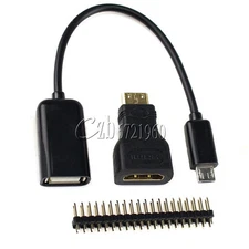 3 in 1 Adapter + Header + Micro USB Cable for Raspberry Pi Zero