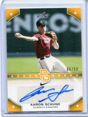2015 Leaf Perfect Game Autographs Yellow Aaron Schunk Auto 6/50