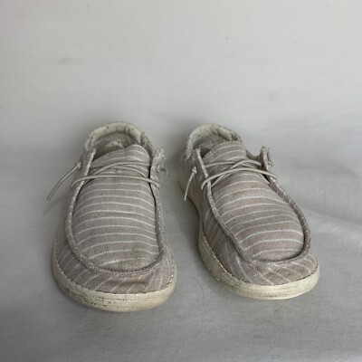 Hey Dude Womens Shoes Wendy Striped Grey Size 6 Loafers Slip  display picture 3