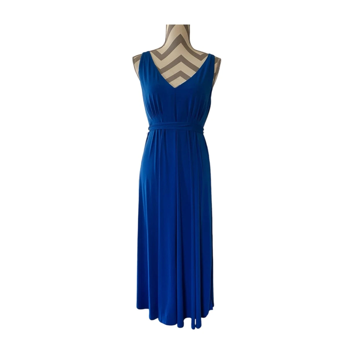 catherine malandrino maxi dress CATHERINE MALANDRINO SZ S UK10 US6 IT42 BLUE SILK DRAPED LONG MAXI GOWN  DRESS