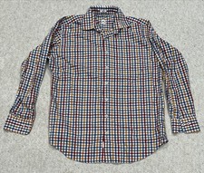 Peter Millar Mens Shirt LARGE Long Sleeve Plaid 100 Cotton Check Red Yellow