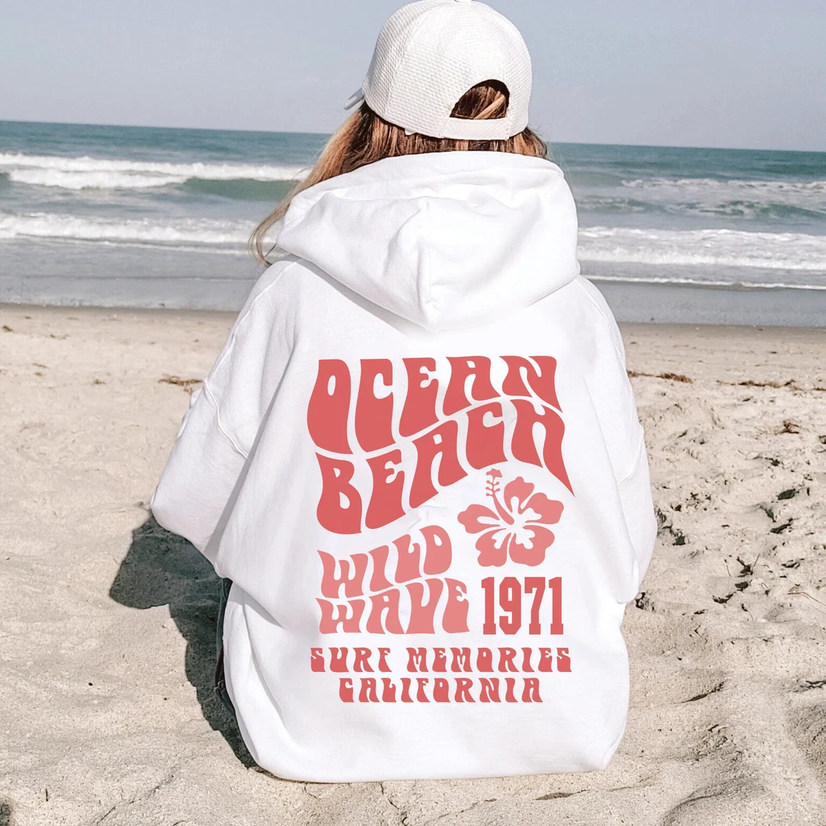 Ocean Beach Hoodie AestheticTumblr CA Surf Tee Trendy Oversized Hoodie |  eBay