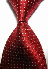 Hot Classic Patterns Red White JACQUARD WOVEN 100 Silk Men's Tie Necktie