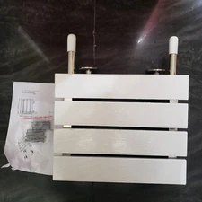 Wall Mounted 15" Folding Teak Shower Seat White 440lbs Bath Bench Chair 15x12