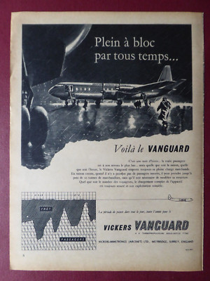 4/1957 PUB VICKERS ARMSTRONGS VANGUARD AIRLINER BEA AIRLINE ORIGINAL FRANZÖSISCHE ANZEIGE