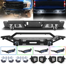 Front + Rear Bumper For 2018 2019 2020 Ford F-150 w/LED Lights+D-Rings Shackles