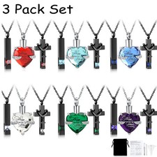 Urn Necklace for Ashes 3 Pack Ash Necklace Cremation Heart Memorial Urn Necklace