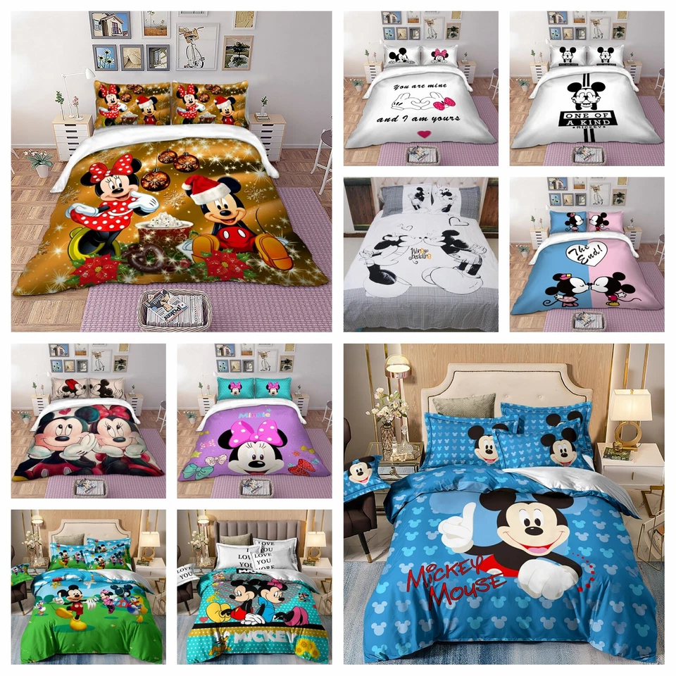 Mickey Minnie Mouse Quilt Cover Duvet Cover Single Double King Size Bedding Set