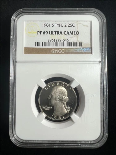 1981 S WASHINGTON QUARTER TYPE 2 25C PF69 UCAM ULTRA CAMEO NGC DCAM SKU 3565