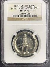 1925 Battle of Lexington 150th Commem. Half. MS66P/L NGC