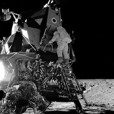 Apollo 12 Alan Bean Lunar Module Intrepid Moon Photo Poster Art Print B+W