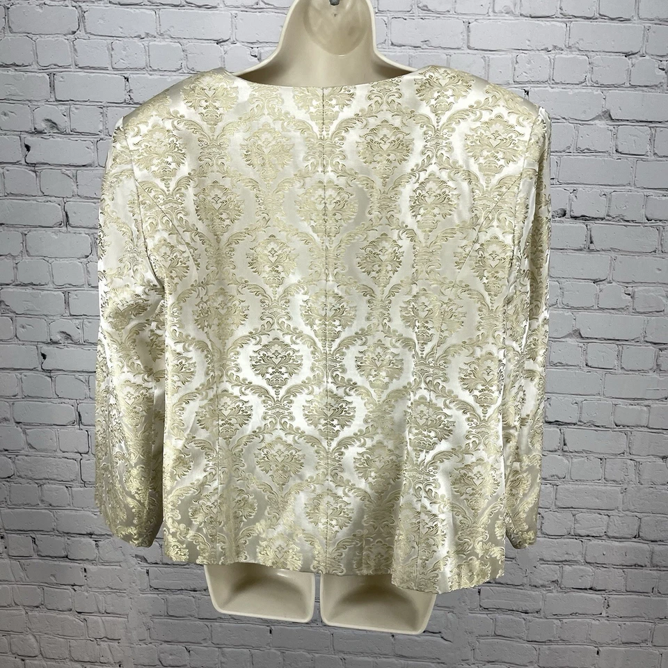 Chaqueta Blazer De Colección Blacktie Oleg Cassini Marfil Dorado Damasco Hecha en EE. UU. Talla Grande 20W Foto 2 de 4