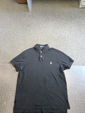 MENS POLO RALPH LAUREN SHORT SLEEVE CUSTOM FIT BLACK POLO SHIRT SIZE LARGE