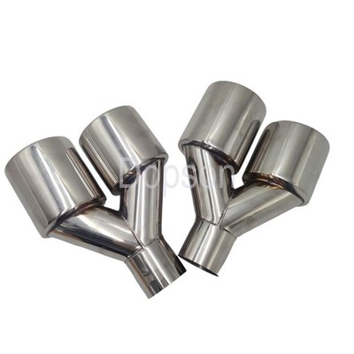 Quad 4'' Outlets Stainless Exhaust Tip 2.5'' Inlet Staggered Double Wall