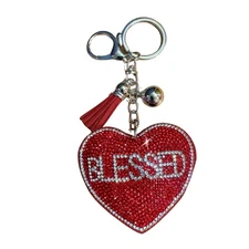 Popfizzy Red Blessed Keychain Accessories, Backpack Key Chain, Rhinestone...