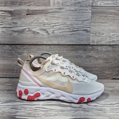 Nike React Element 55 White Ember Glow Desert Ore Running Shoes Size 8.5
