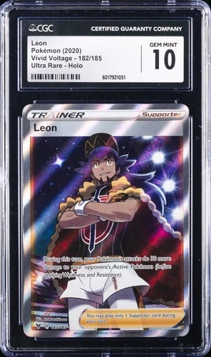 2020 POKEMON VIVID VOLTAGE ULTRA RARE HOLO #182 LEON CGC 10 GEM MINT