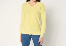 Attitudes By Renee Size XL Yellow Cotton Sweater With Wash Effect A676014 NWOT