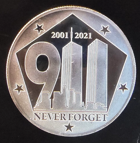 9-11-2001 Never Forget World Trade Memorial Vtg Bullion-999 Silver 1 Oz Art Coin