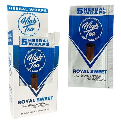 High Tea Non Tobacco All Natural Herbal Smoking Wraps - Royal Sweet - 125...
