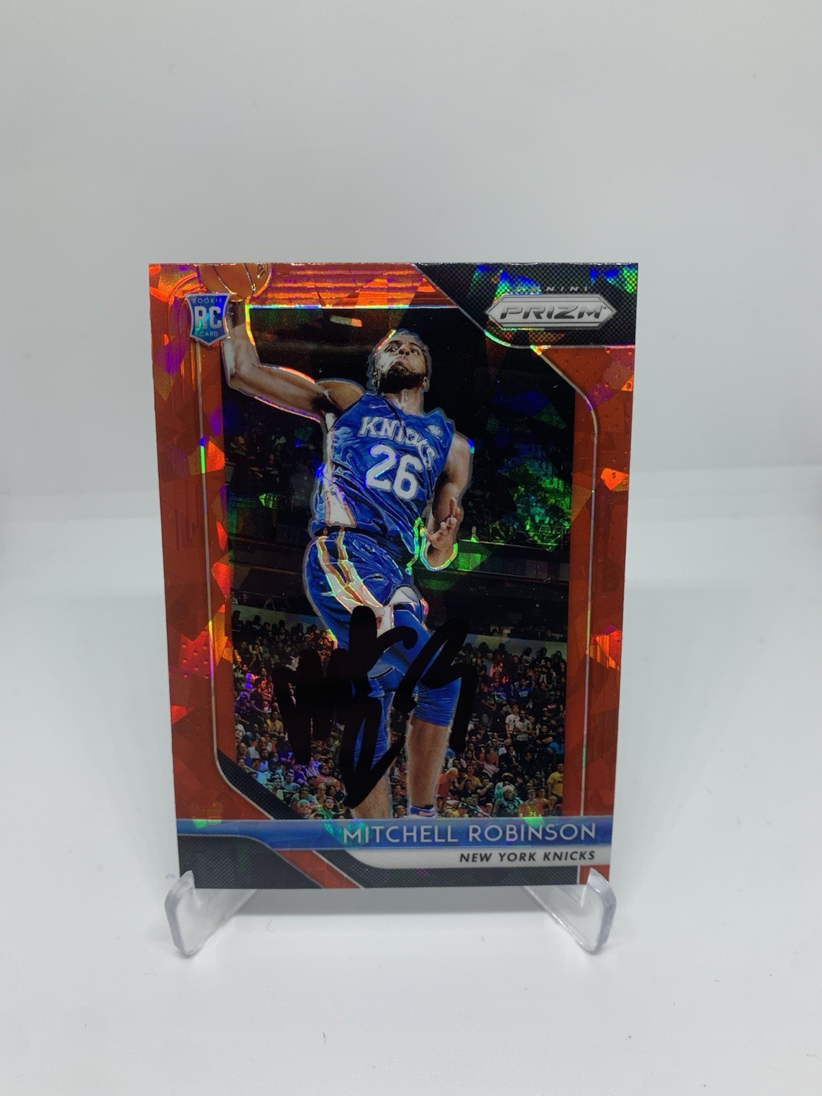 Mitchell Robinson Signed Autographed 2018-19 Panini Prizm Red Ice Prizm #227 RC