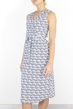 White Stuff Dress Womens Sleeveless White Navy Blue Summer Holiday Size 6