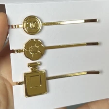 3Pc Chanel Hair Pin Hair Accessory Gold COCO Gabrielle Birthday Gift for Girls